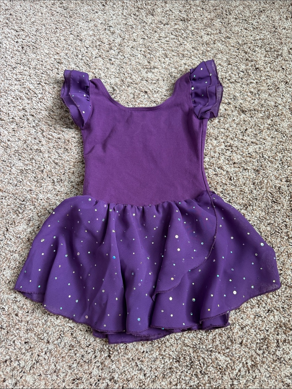 GIRL RUFFLE SLEEVE BALLET DANCE DRESS WITH SPARKLE TUTU